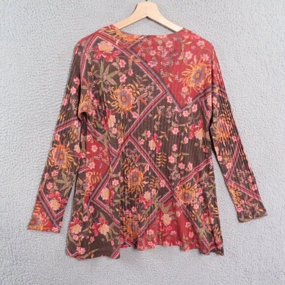 Soft Surroundings Tunic Top PS Petite Small Ribbed Floral Waffle Knit Boho - Picture 2 of 9